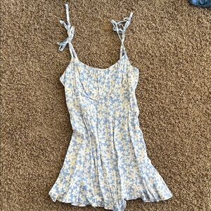 Lily Rose Blue and White Textured Romper